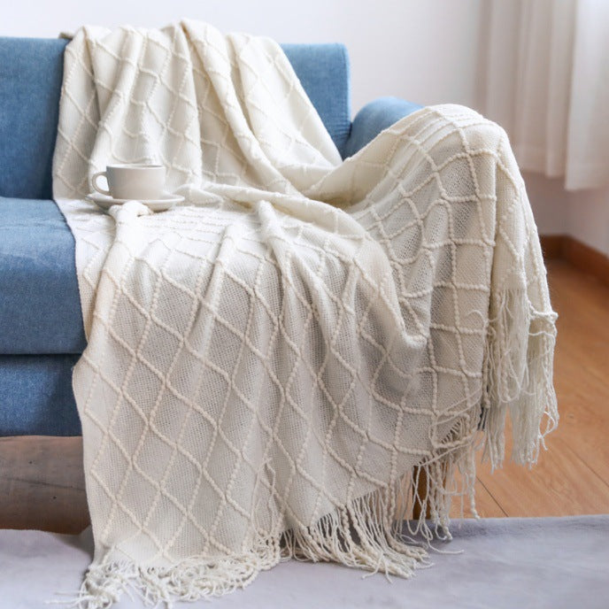 Women’s knitted blanket with textured wave pattern Bowlift
