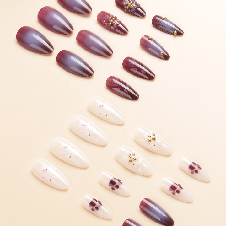 Floral Embellished Stiletto Nail Art Bowlift