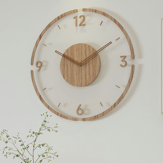 Nordic Silent Wall Decoration Clock Made of Real Wood, 35 cm | Silent and Stylish | Bowlift