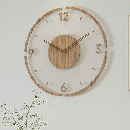 Nordic Silent Wall Decoration Clock Made of Real Wood, 35 cm | Silent and Stylish | Bowlift