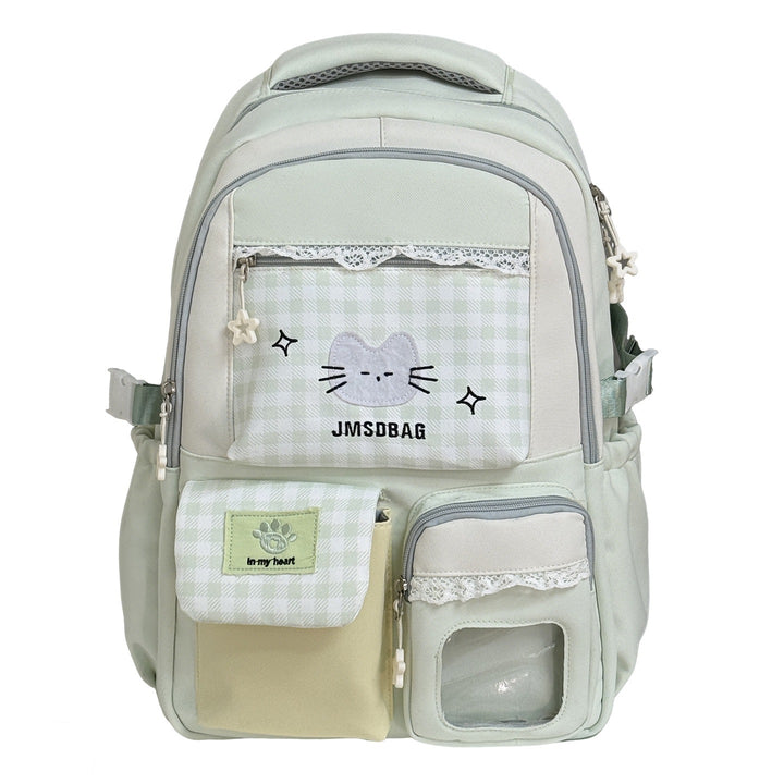 Playful Patterned Cat Design School Backpack Bowlift