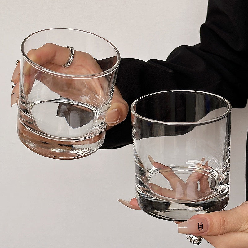 Heavy-Bottom Clear Whiskey Tumbler Glass Bowlift