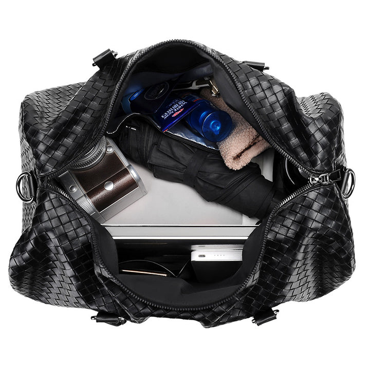 Woven Leather Weekend Duffle Bowlift