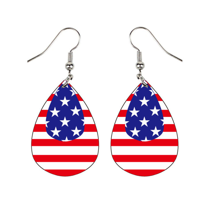 Women's star-shaped earrings with USA flag design made of lightweight acrylic and nickel-free fishhook Bowlift