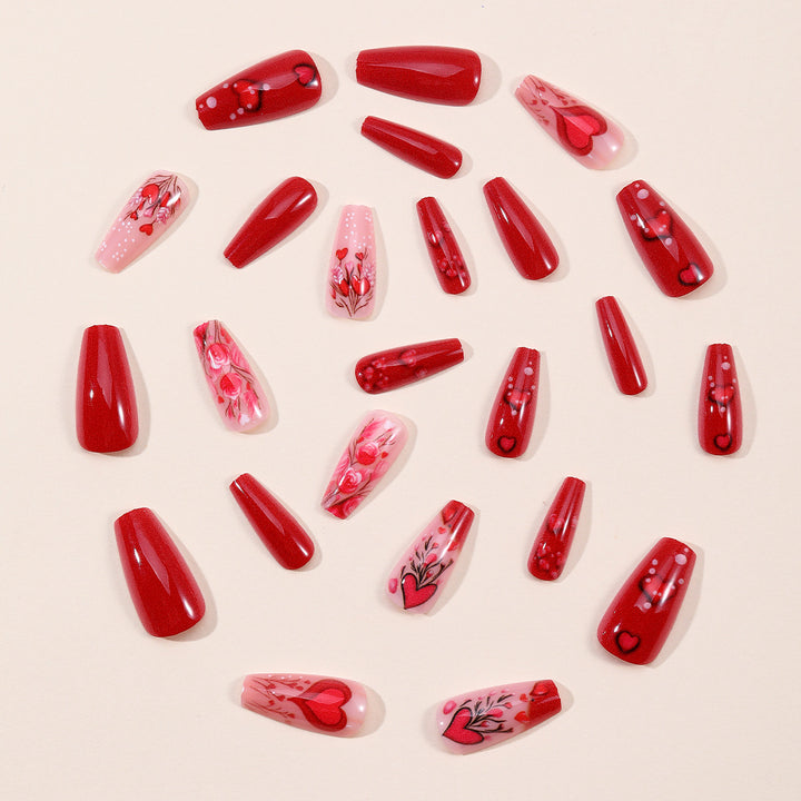 Romantic Floral Heart Nail Art Extensions Bowlift