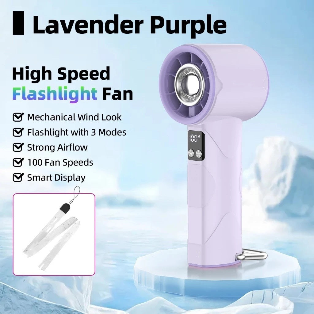 Women's high-speed handheld fan with integrated LED light Bowlift