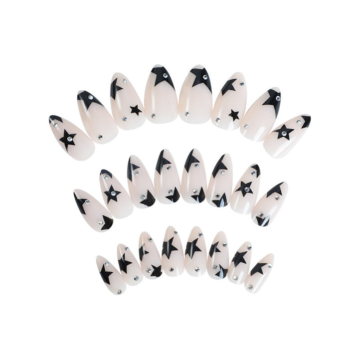 Artistic Press-On Nail Set with Star Design Bowlift