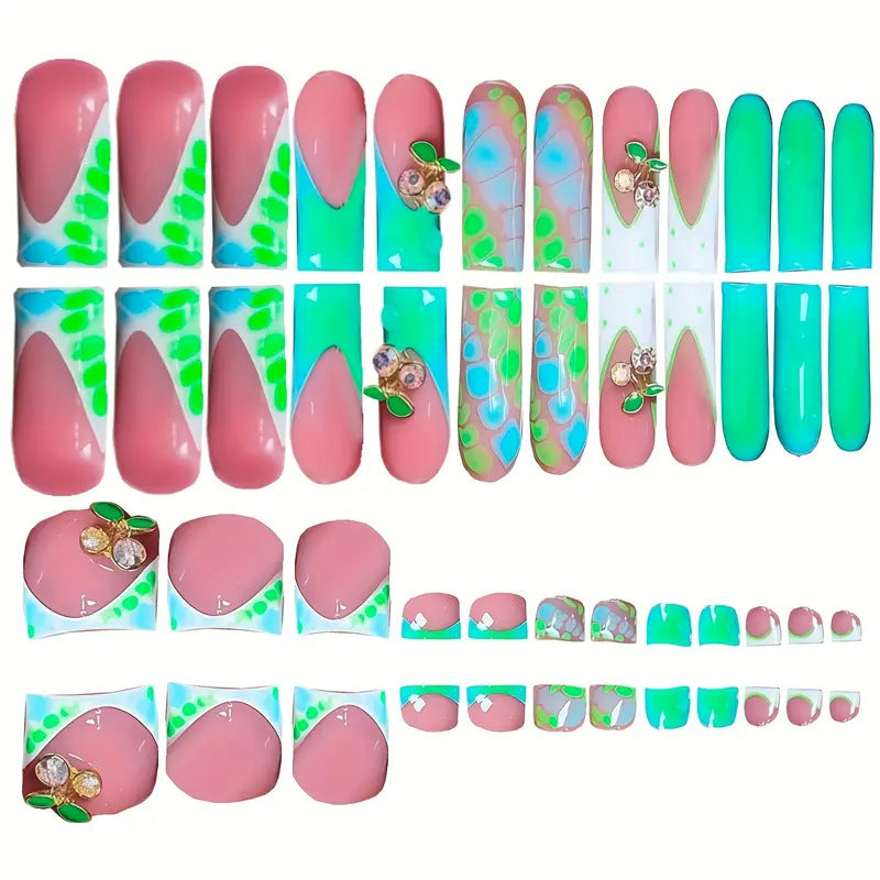Artistic Floral-Inspired Press-On Nail Set Bowlift
