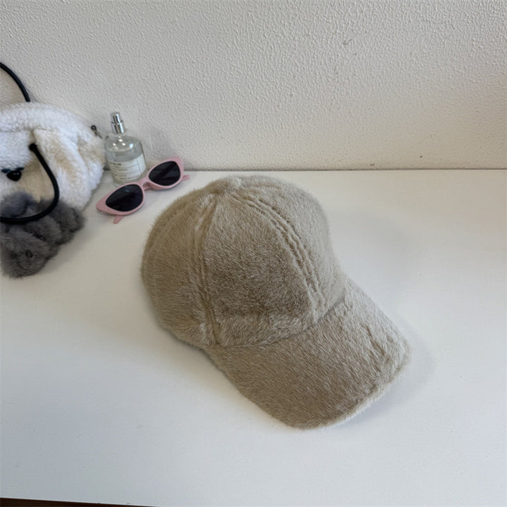 Unisex Plush Faux Fur Baseball Cap Bowlift