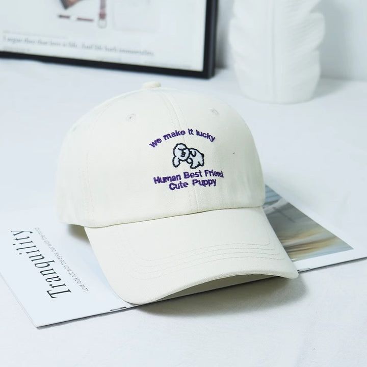 Women's Embroidered Puppy-Themed Baseball Cap Bowlift