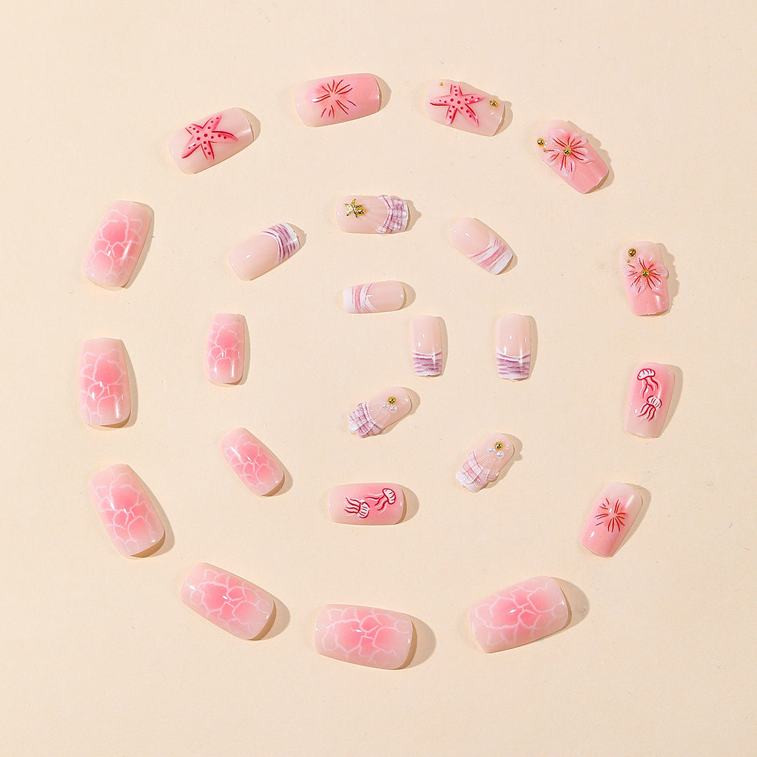 Artistic Floral Acrylic Nail Art Extensions Bowlift