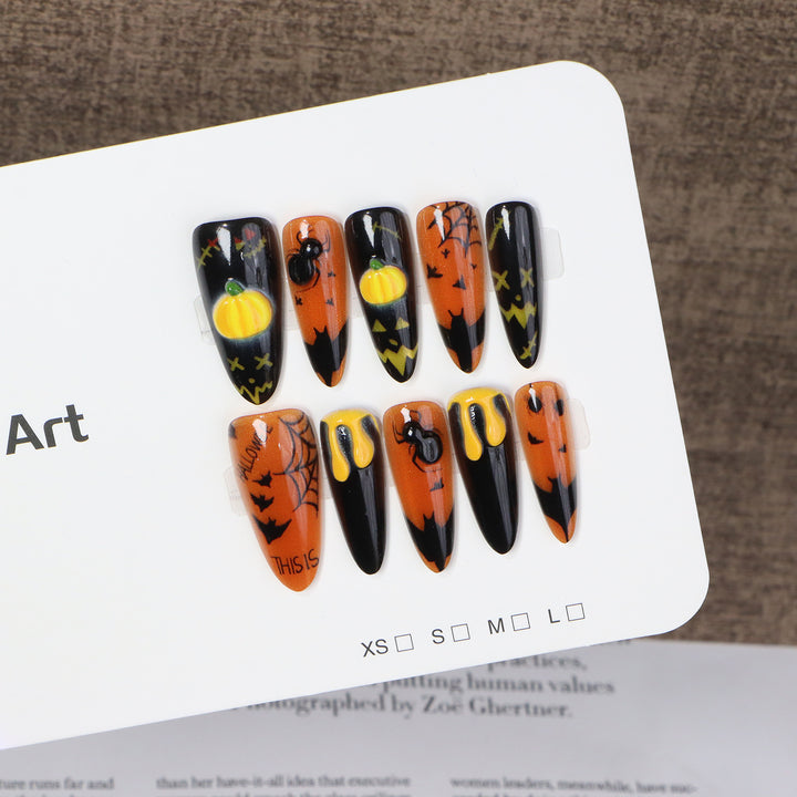 Halloween-Themed Artistic Press-On Nail Set Bowlift