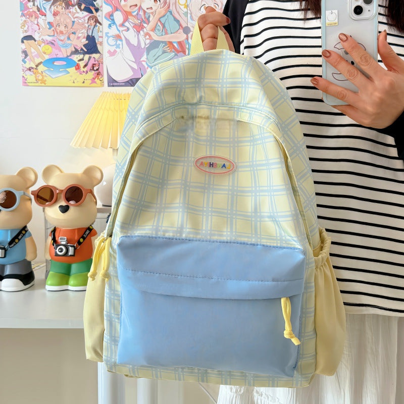 Stylish Plaid Pattern Backpack