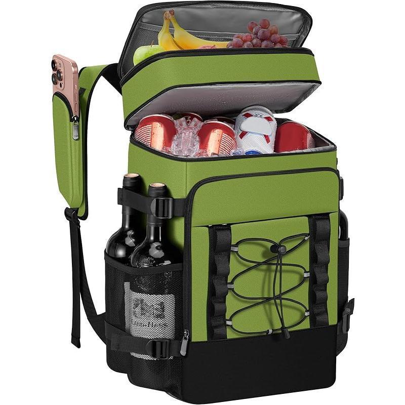 Unisex insulated cooling backpack with bottle holder, organizer pocket and padded carrying comfort Bowlift