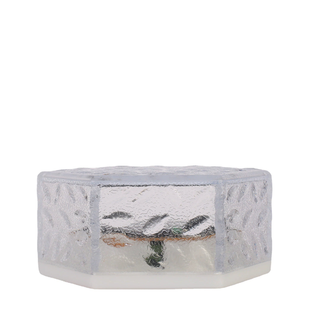 Solar Garden Light, Outdoor Hexagonal Ice Brick Ground Light, Glass-Effect Tile