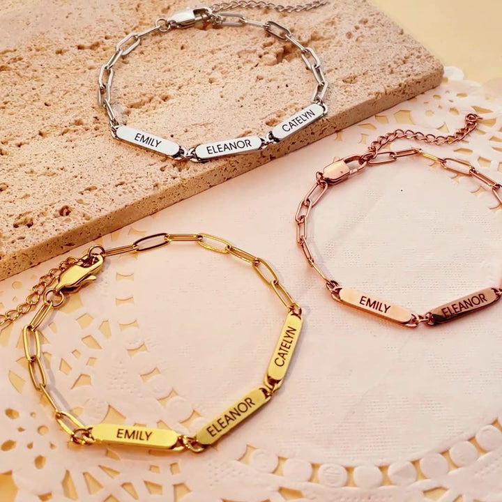 BowLift | Personalized Family Names Paperclip Bracelet