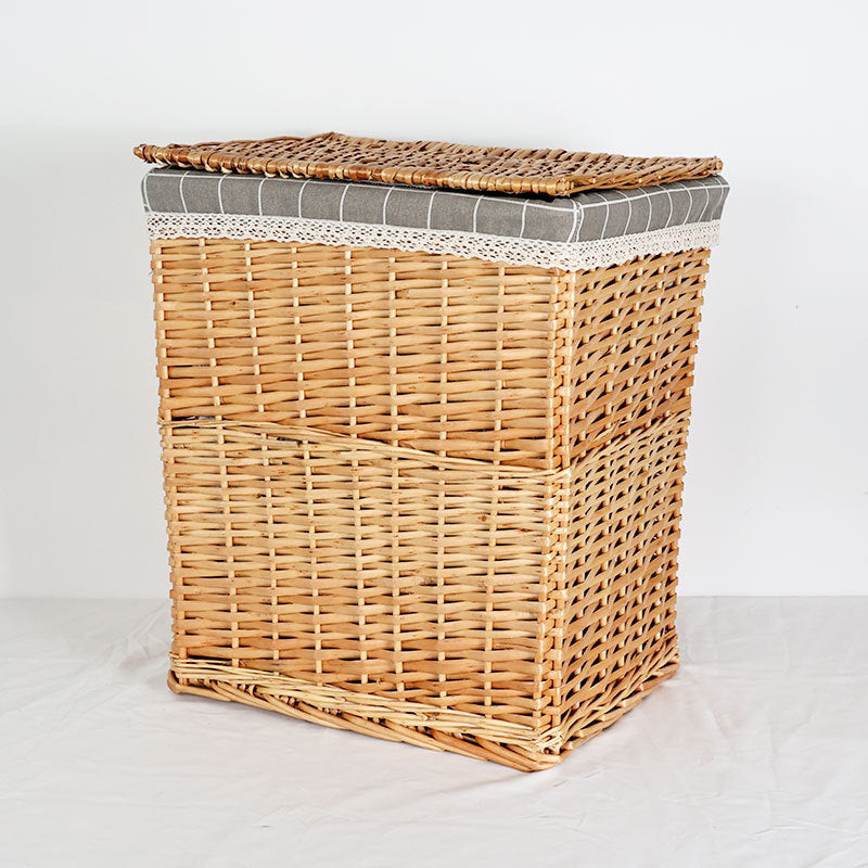 Women's laundry basket with decorative fabric cover and practical lid Bowlift