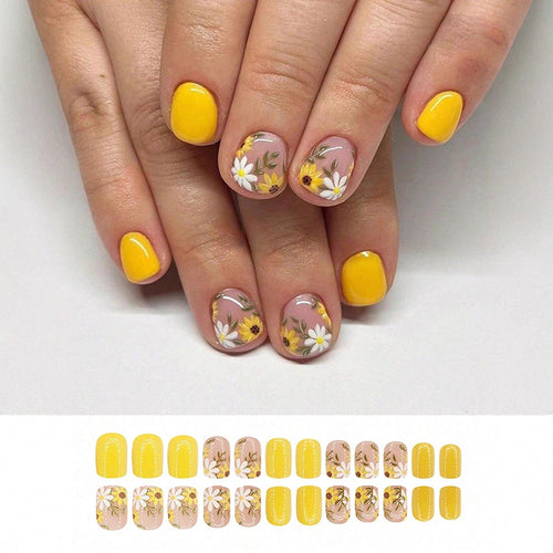 Artistic Floral Press-On Nail Art Set Bowlift