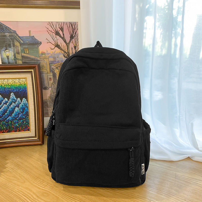 Textured Corduroy Laptop Backpack Bowlift