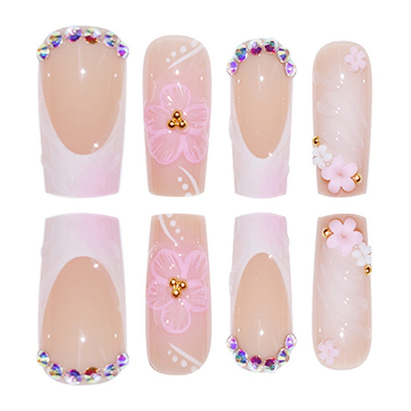 Artistic Floral Nail Extensions Bowlift