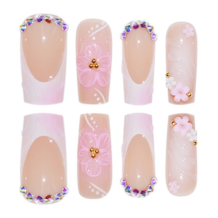 Artistic Floral Nail Extensions Bowlift