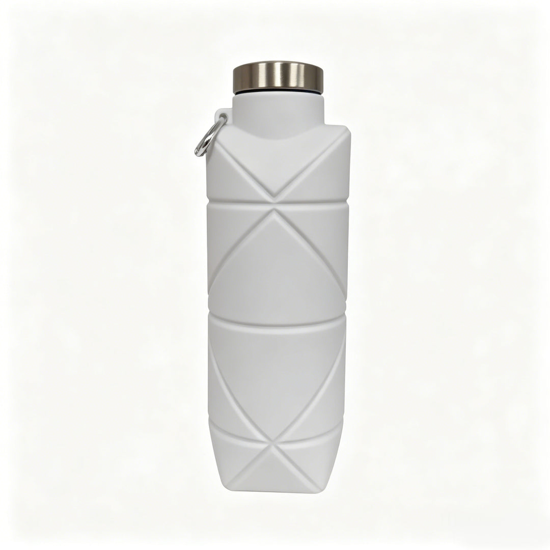 Collapsible Silicone Travel Water Bottle with Stainless Cap and Carabiner Bowlift