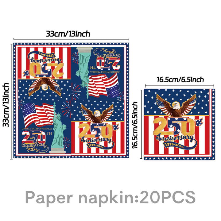 Unisex decorative paper napkins set anniversary motif USA square disposable Bowlift