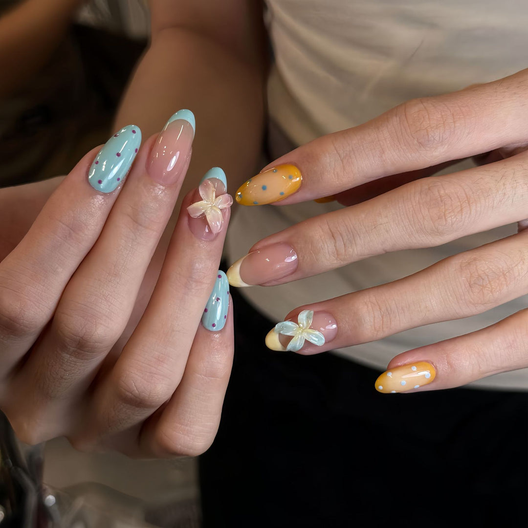 Artificial Hand Nail Art with Floral Accents Bowlift