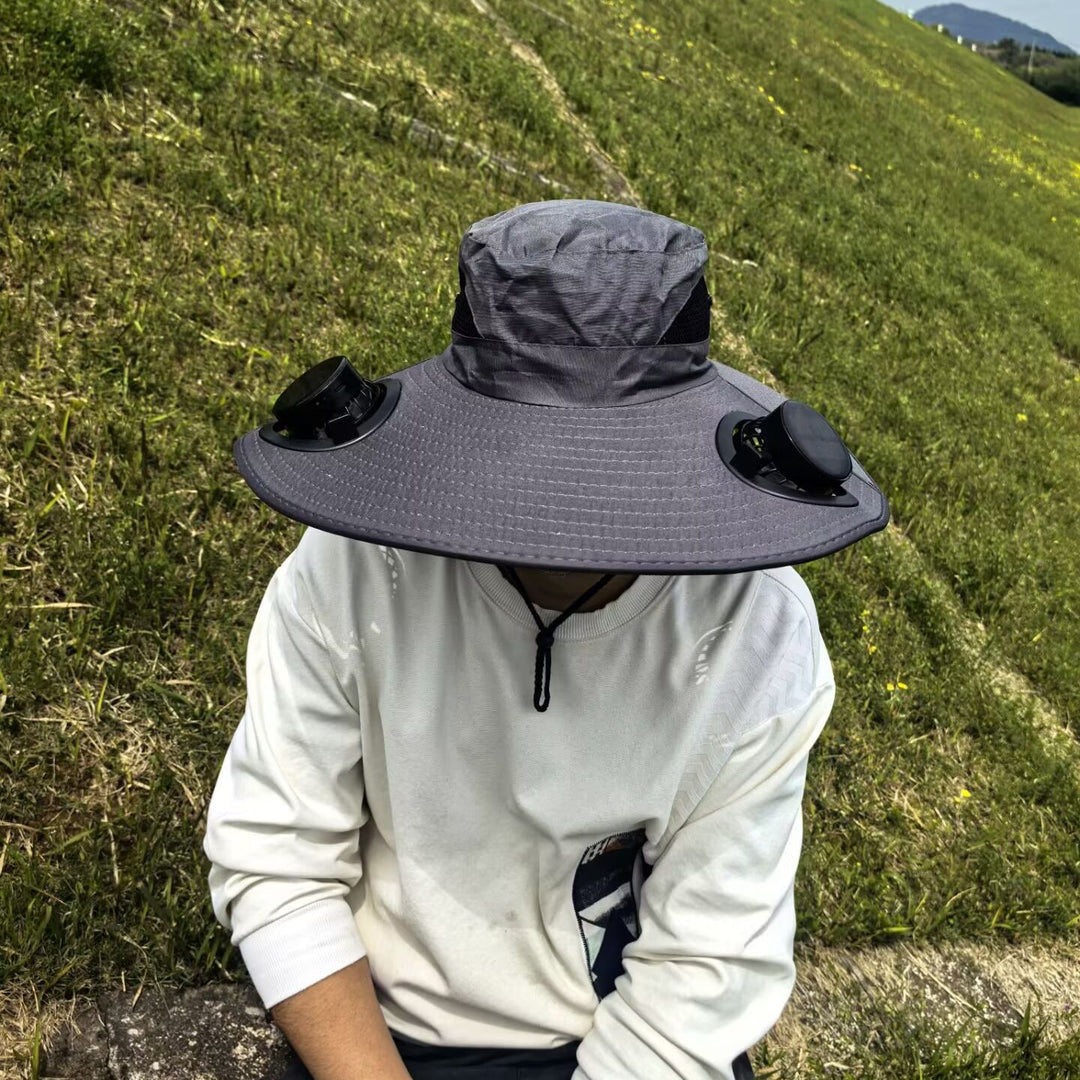 air-cooled sun hat with removable USB fans and wide neck protection Bowlift