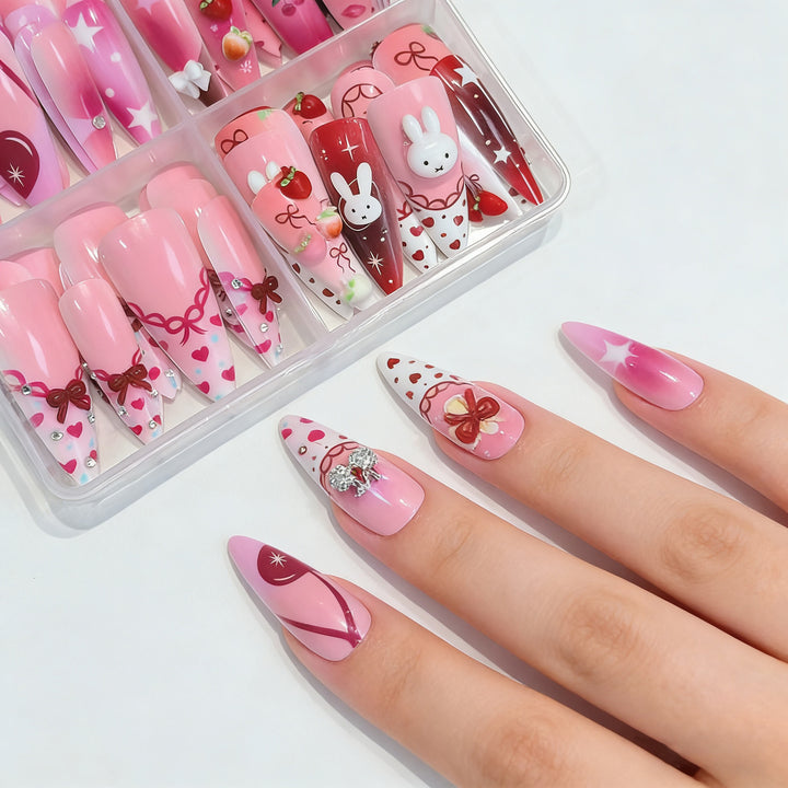 Decorative Press-On Nail Art Set with Cartoon Themes Bowlift