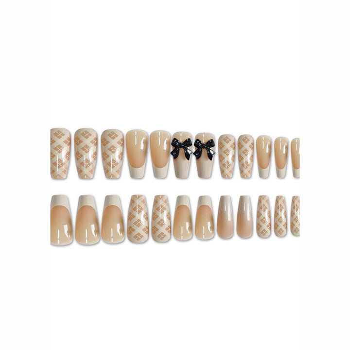 Stylish Press-On Nail Set with Decorative 3D Bow Accents Bowlift