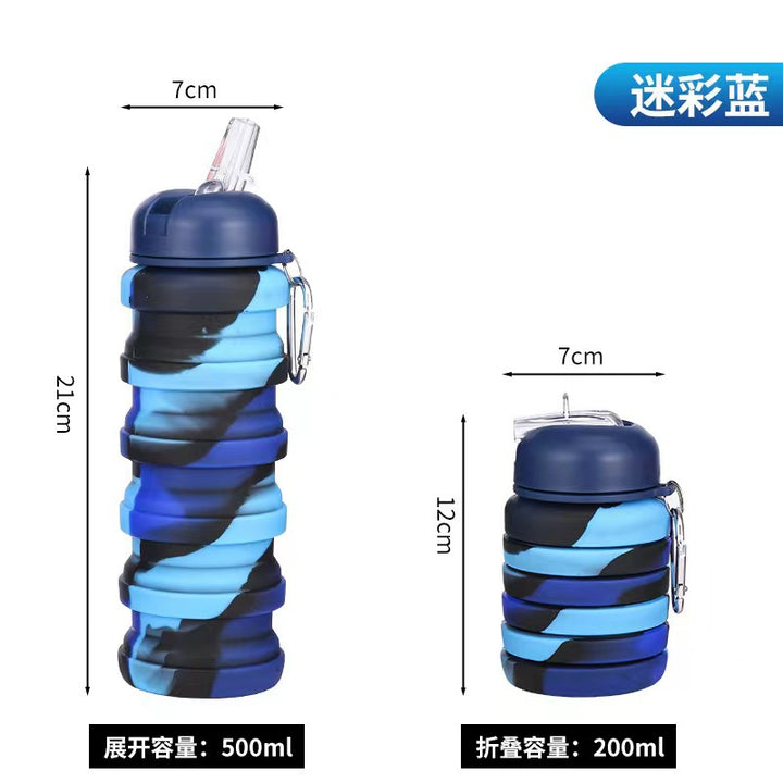 Unisex Collapsible Sports Water Bottle with Carabiner Bowlift