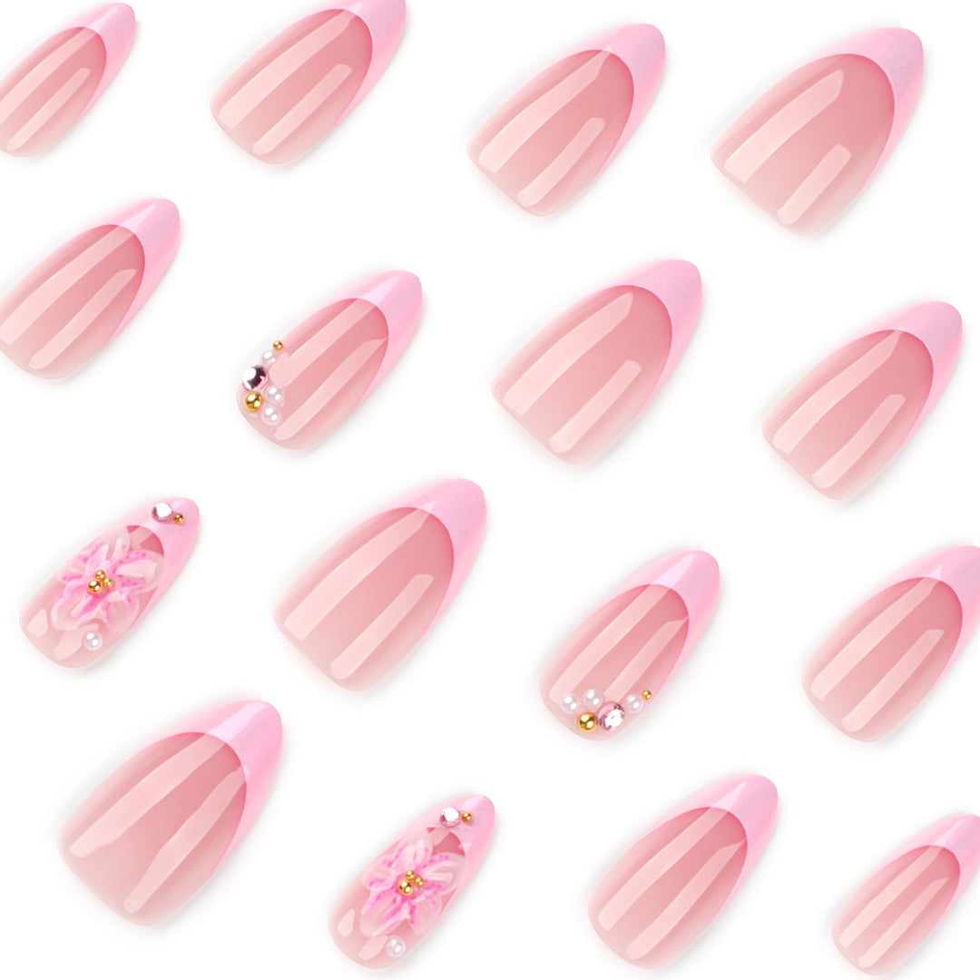 Artful Nail Extensions with Elegant Floral Design Bowlift