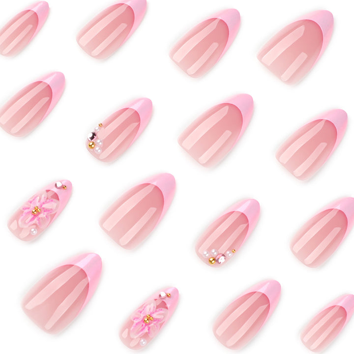 Artful Nail Extensions with Elegant Floral Design Bowlift