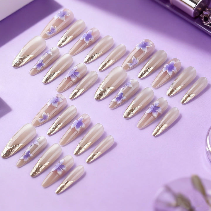 Floral Design Press-On Nails Bowlift