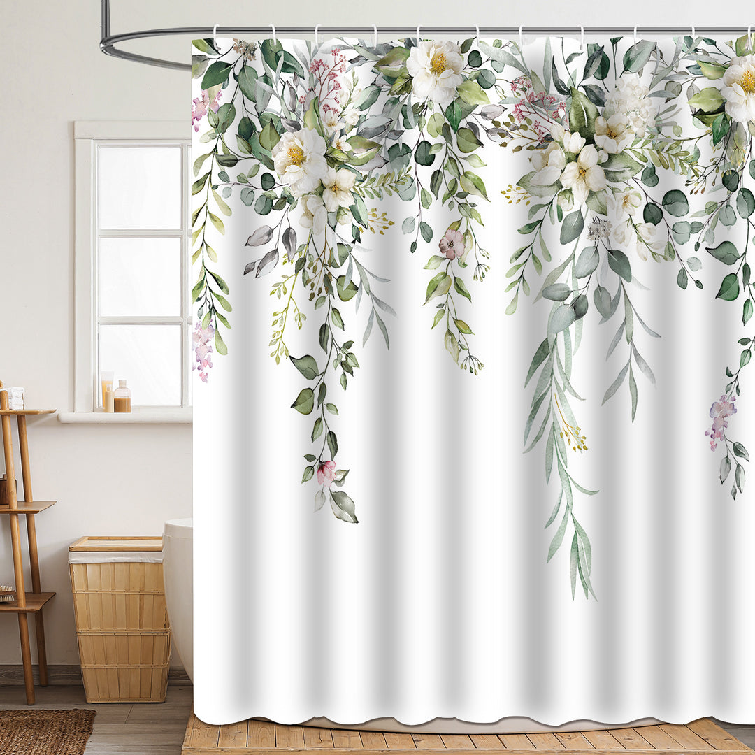 Floral Patterned Bathroom Shower Curtain Bowlift