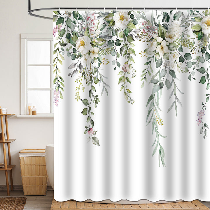 Floral Patterned Bathroom Shower Curtain Bowlift