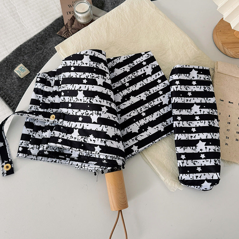 Women Foldable Umbrella with Stylish Stripe Pattern Bowlift