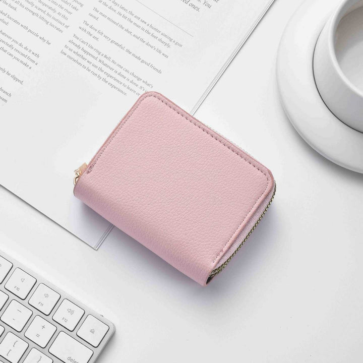 Stylish Textured Leather Zippered Wallet Bowlift