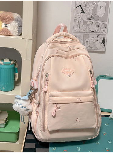 Embroidered Multi-Compartment Casual School Backpack