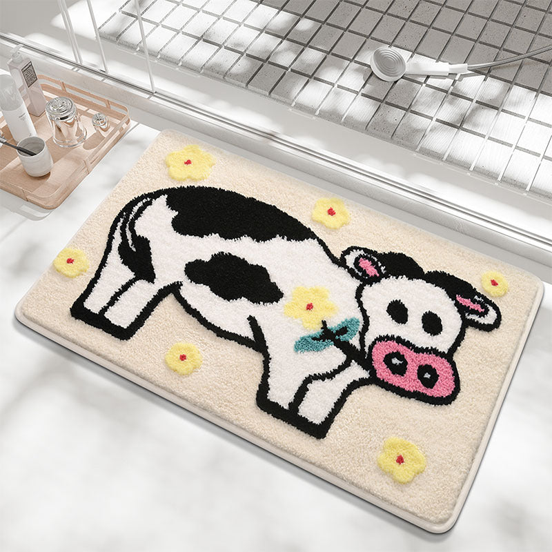 Playful Cow-Themed Bath Mat
