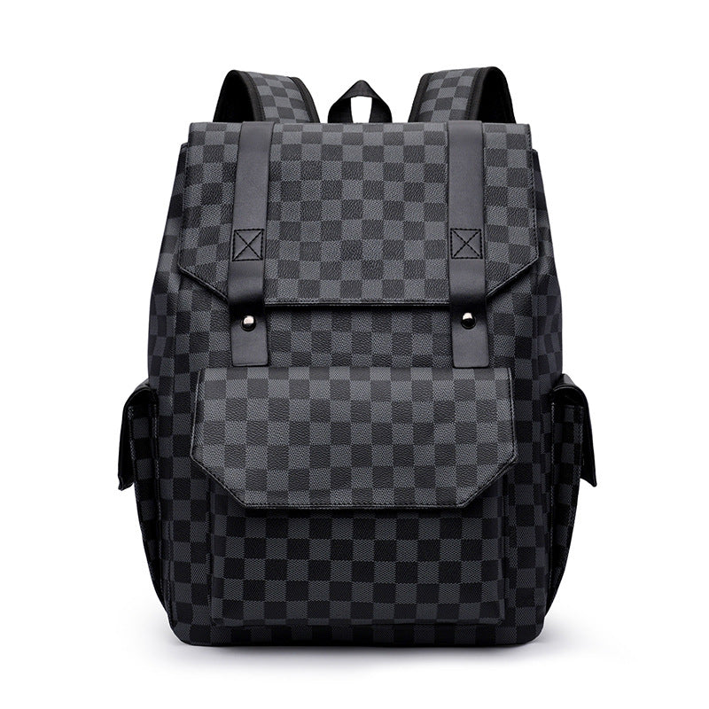 Stylish Checkerboard Pattern Backpack