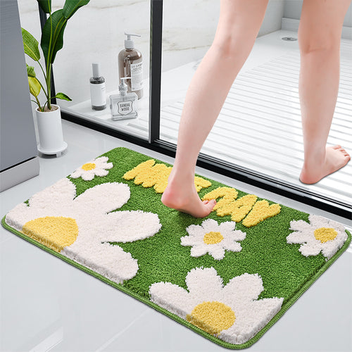Floral-Themed Absorbent Bathroom Mat