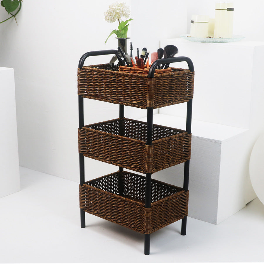Multi-Tier Woven Storage Organizer with Metal Frame Bowlift