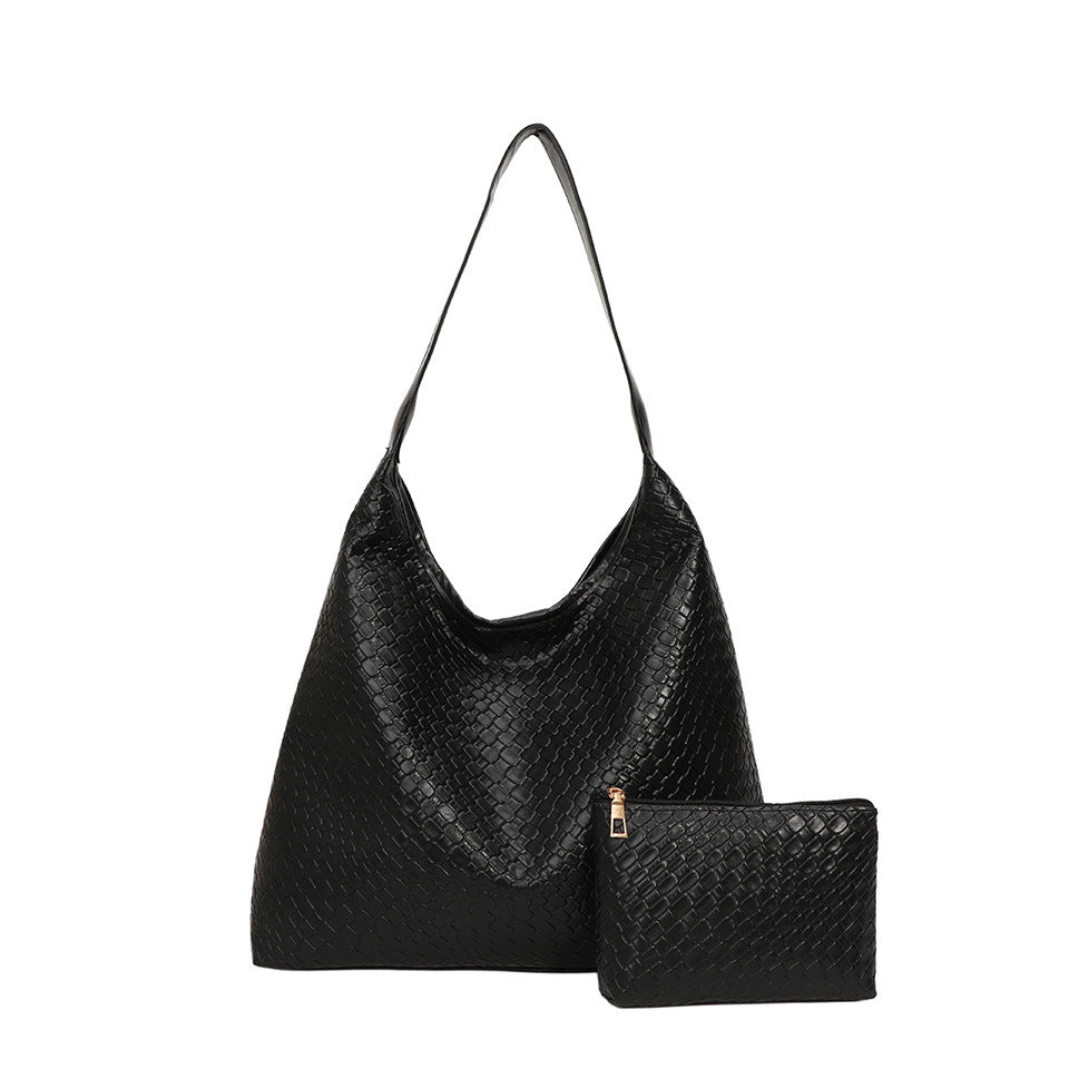 Woven Leather Shoulder Bag Bowlift