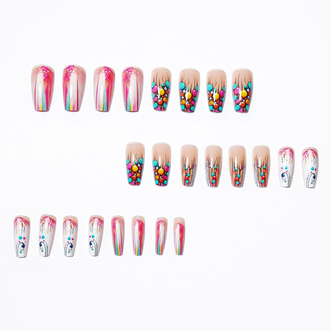 Creative artificial nails with intricate gradient and dot design Bowlift