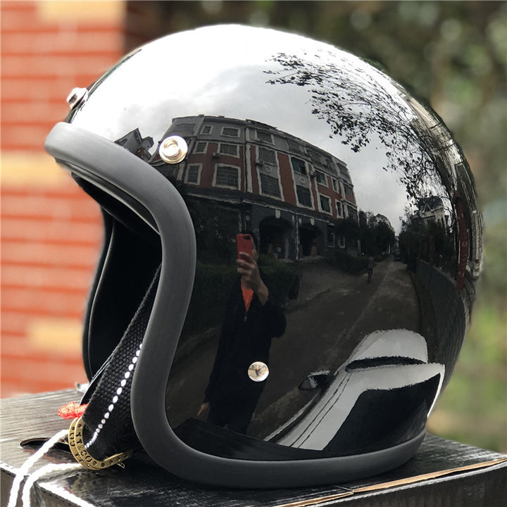 Retro Open-Face Motorcycle Helmet Bowlift