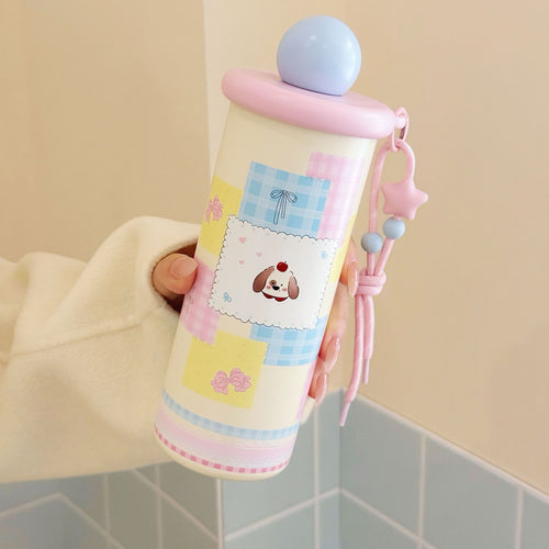 Women's insulated drinking bottle with practical carrying strap and cute animal motif Bowlift