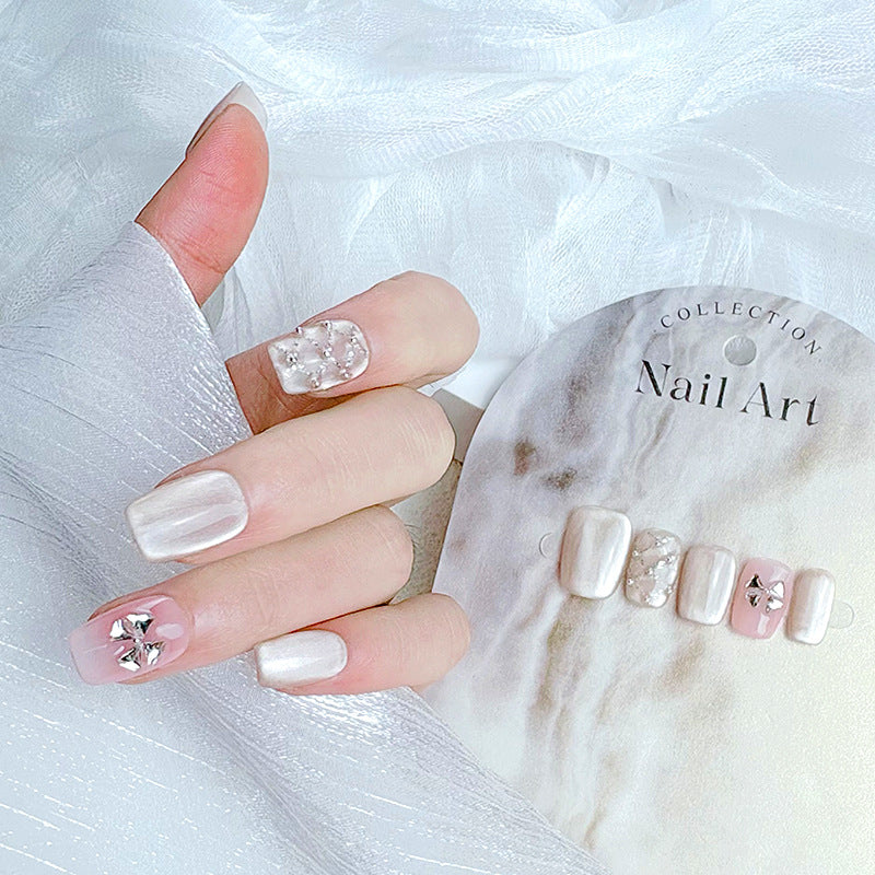 Elegant French Tip Press-On Nails Bowlift
