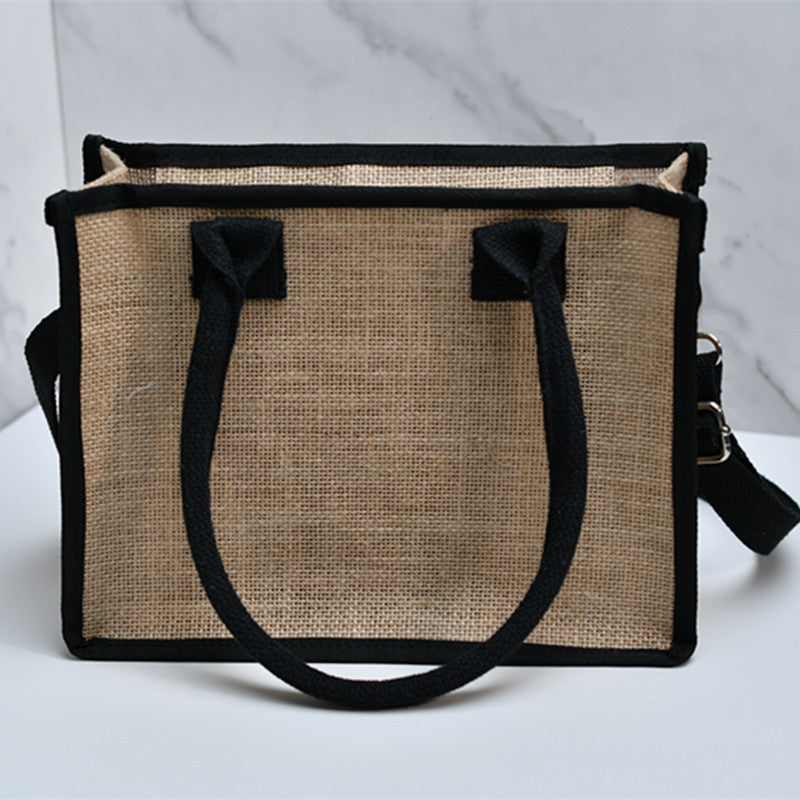 Spacious shopping bag made of sturdy jute with mesh side pockets Bowlift